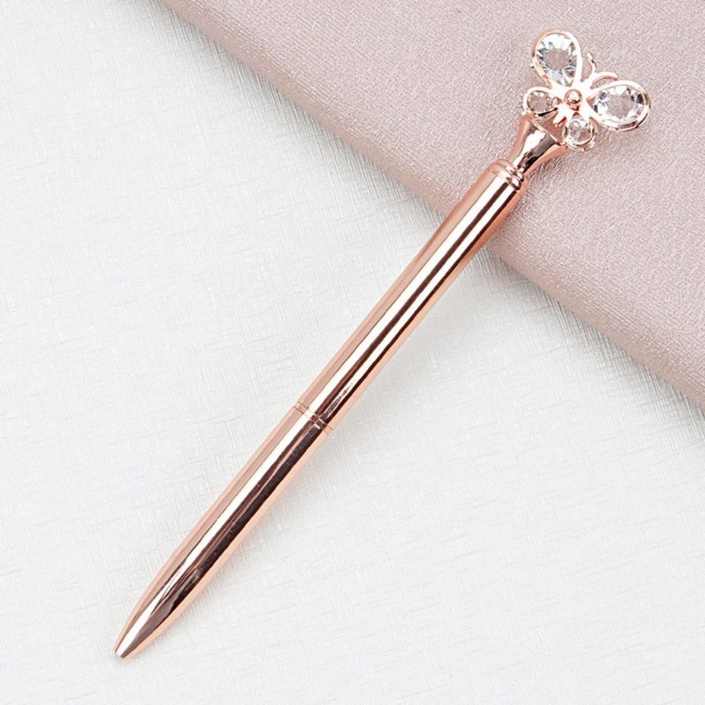 Rose Gold Crystal Butterfly Topped Ballpoint Pen~~NWOT‎